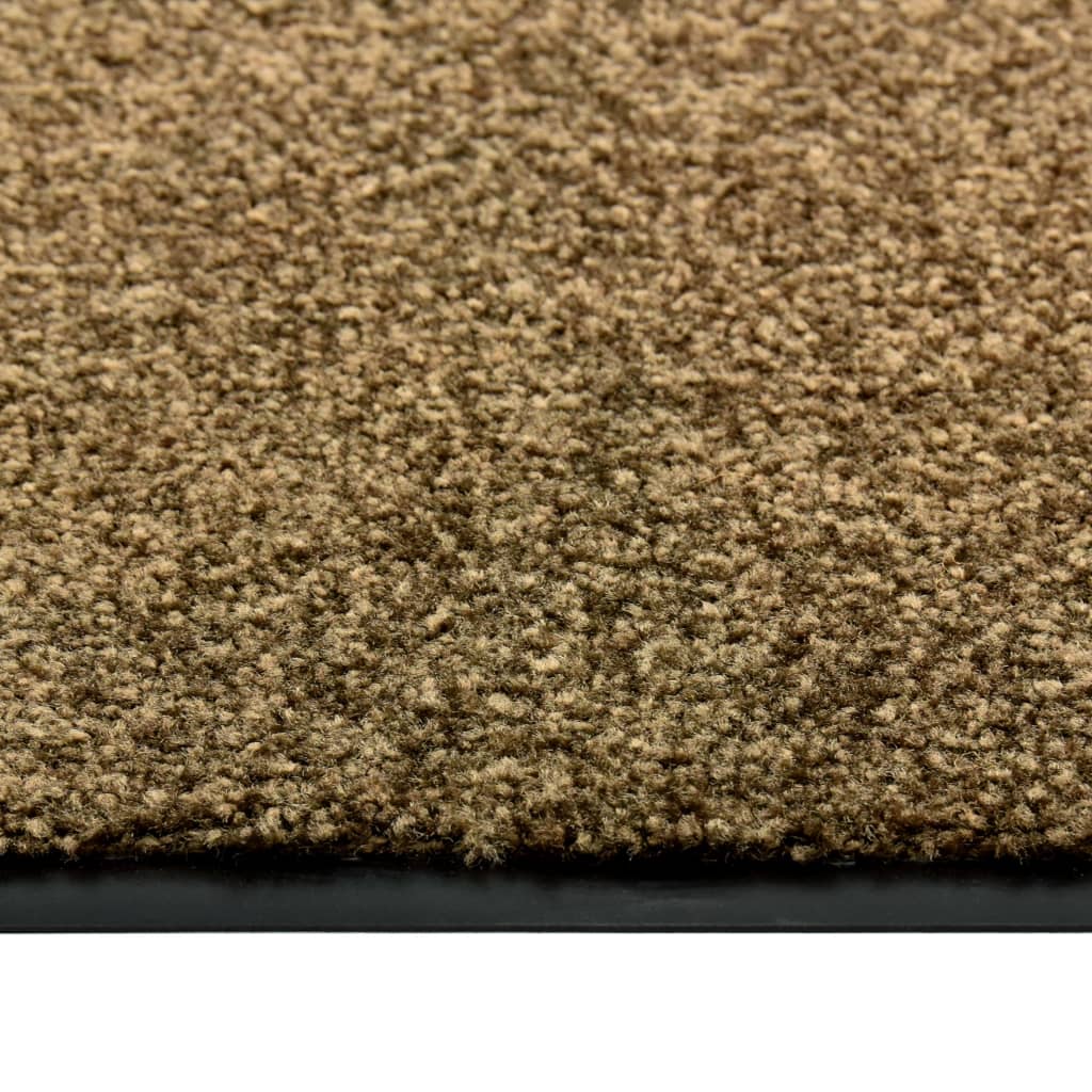 vidaXL Durų kilimėlis, rudos spalvos, 90x120cm, plaunamas