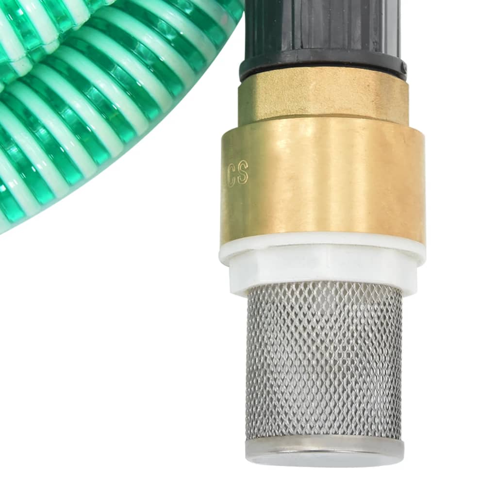 vidaXL Siurbimo žarna su žalvarinėmis jungtimis, žalia, 1,1", 20m, PVC