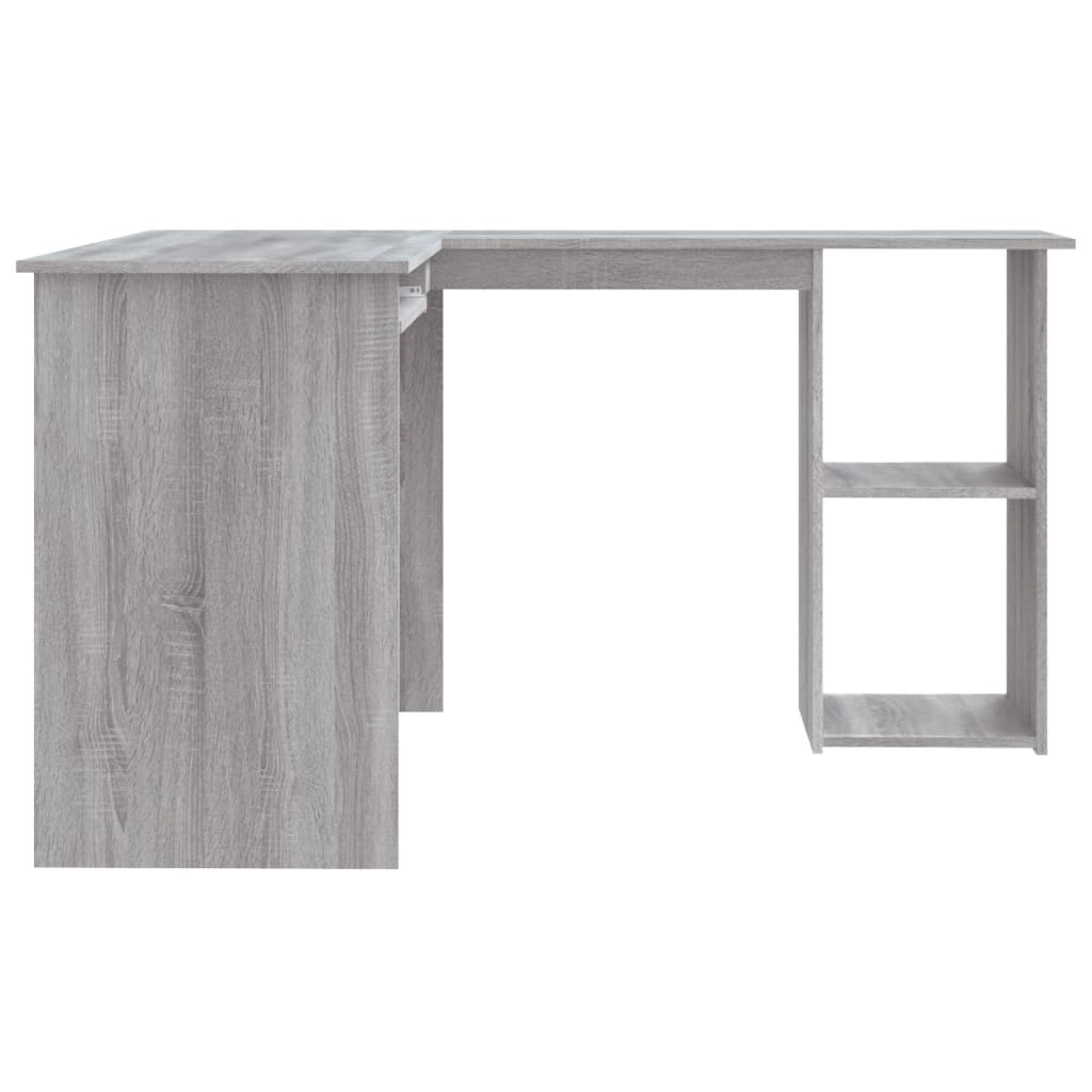 vidaXL Kampinis rašomasis stalas, pilkas ąžuolo, 120x140x75cm, mediena