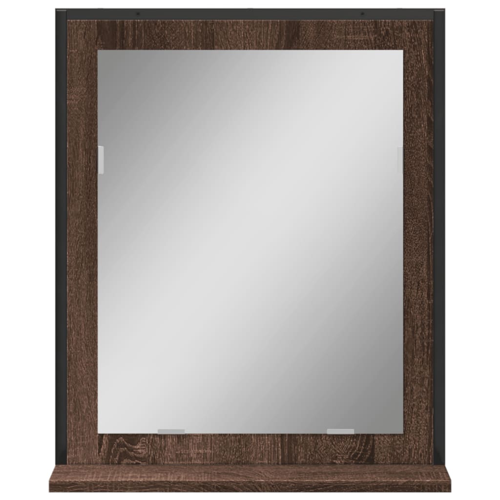 vidaXL Vonios veidrodis su lentyna, rudas ąžuolo, 50x12x60cm, mediena