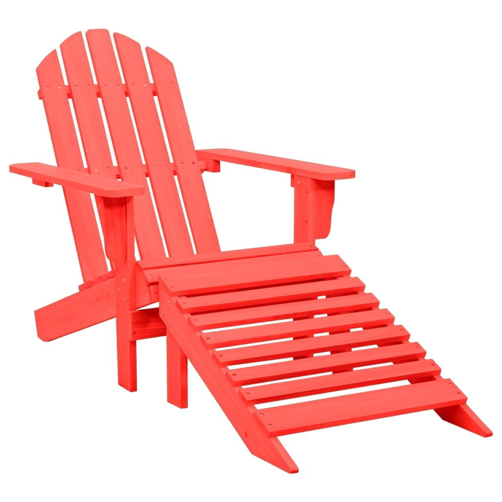 vidaXL Sodo Adirondack kėdė su otomane, raudona, eglės masyvas