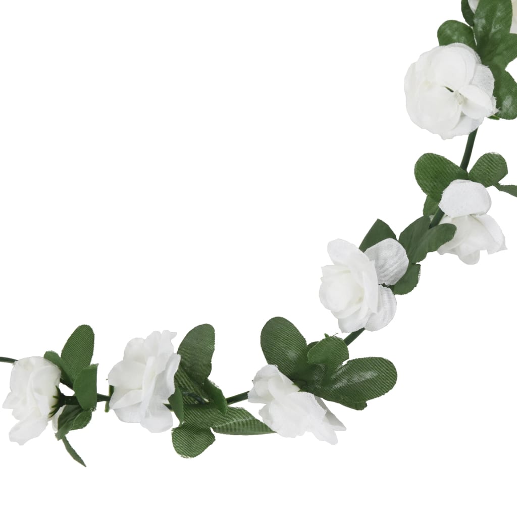 vidaXL Dirbtinių gėlių girliandos, 6vnt., pavasario baltos, 250cm