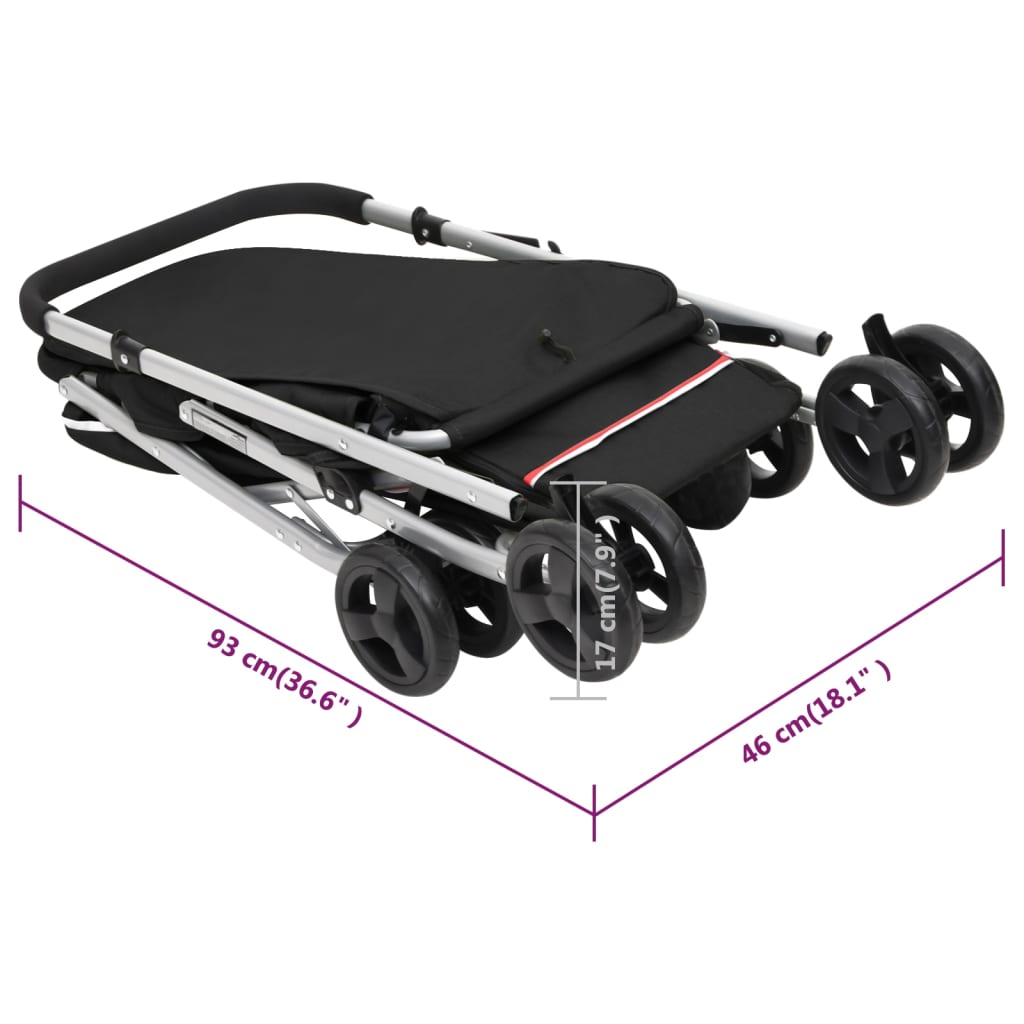 vidaXL Sulankstomas vežimėlis šunims, juodas, 100x49x96cm, audinys