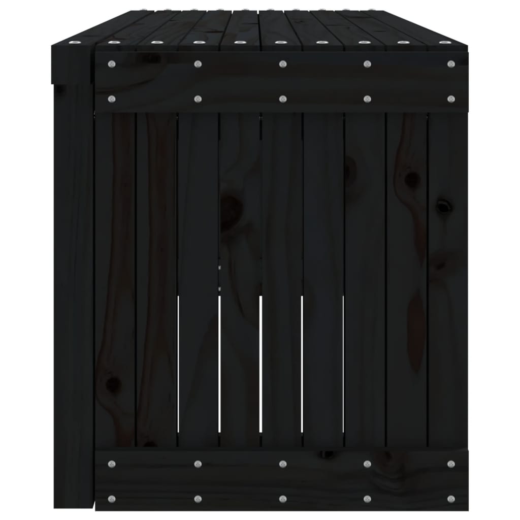 vidaXL Sodo suoliukas, juodas, 212,5x40,5x45cm, pušis, prailginamas