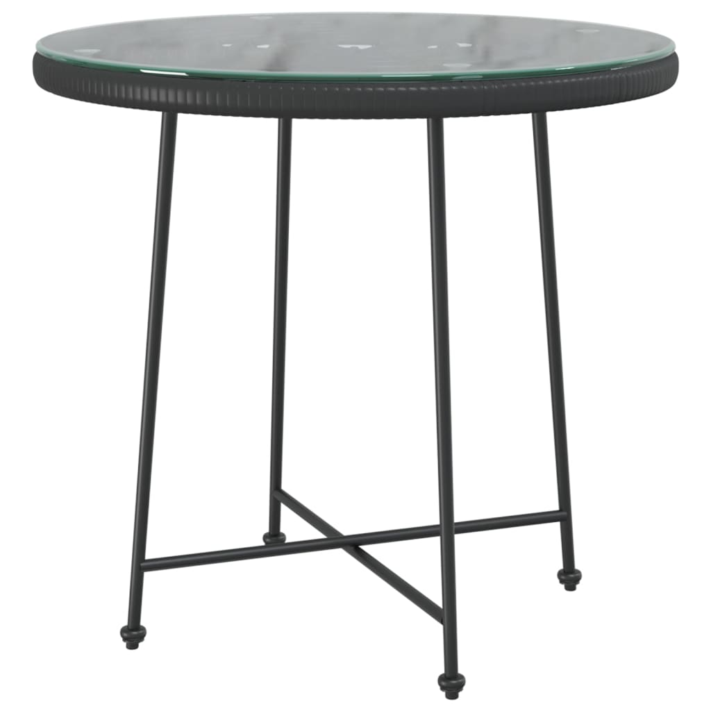 vidaXL Valgomojo stalas, juodas, 80cm, grūdintas stiklas ir plienas