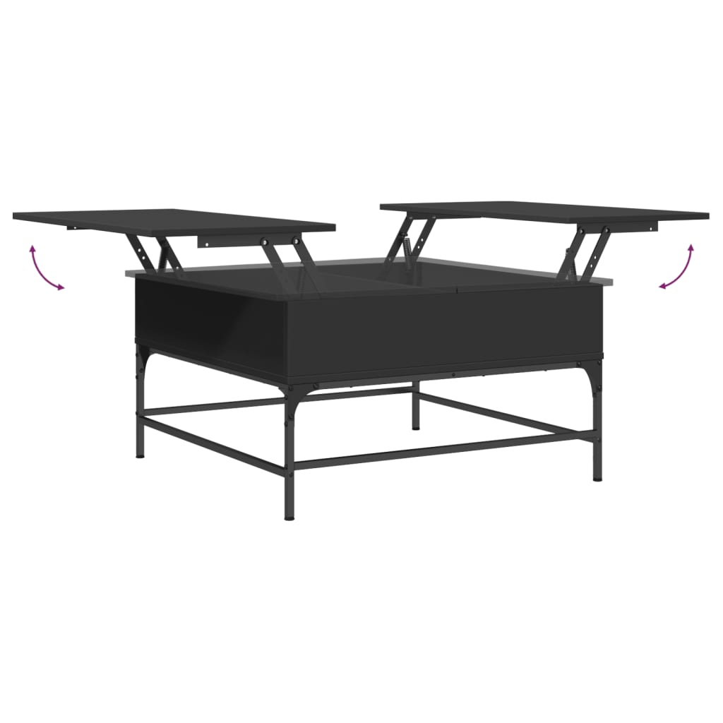 vidaXL Kavos staliukas, juodas, 80x80x45cm, apdirbta mediena/metalas