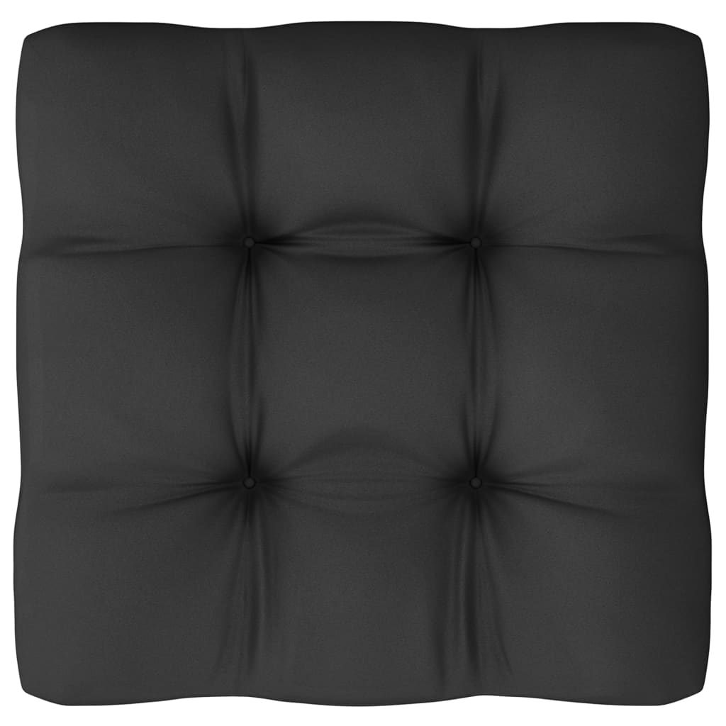 vidaXL Sodo komplektas su pagalvėmis, 8 dalių, juodas, pušies masyvas