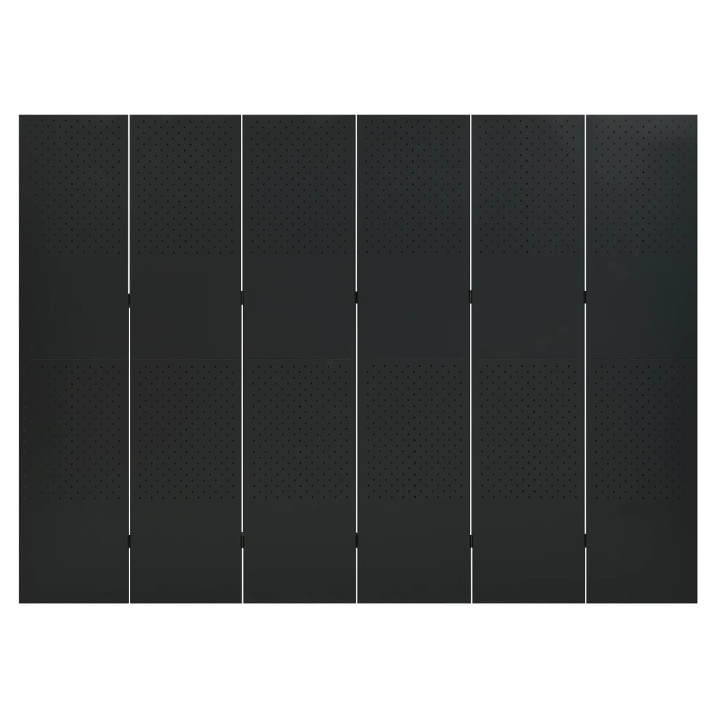 vidaXL Kambario pertvara, 6 dalių, juodos spalvos, 240x180cm, plienas
