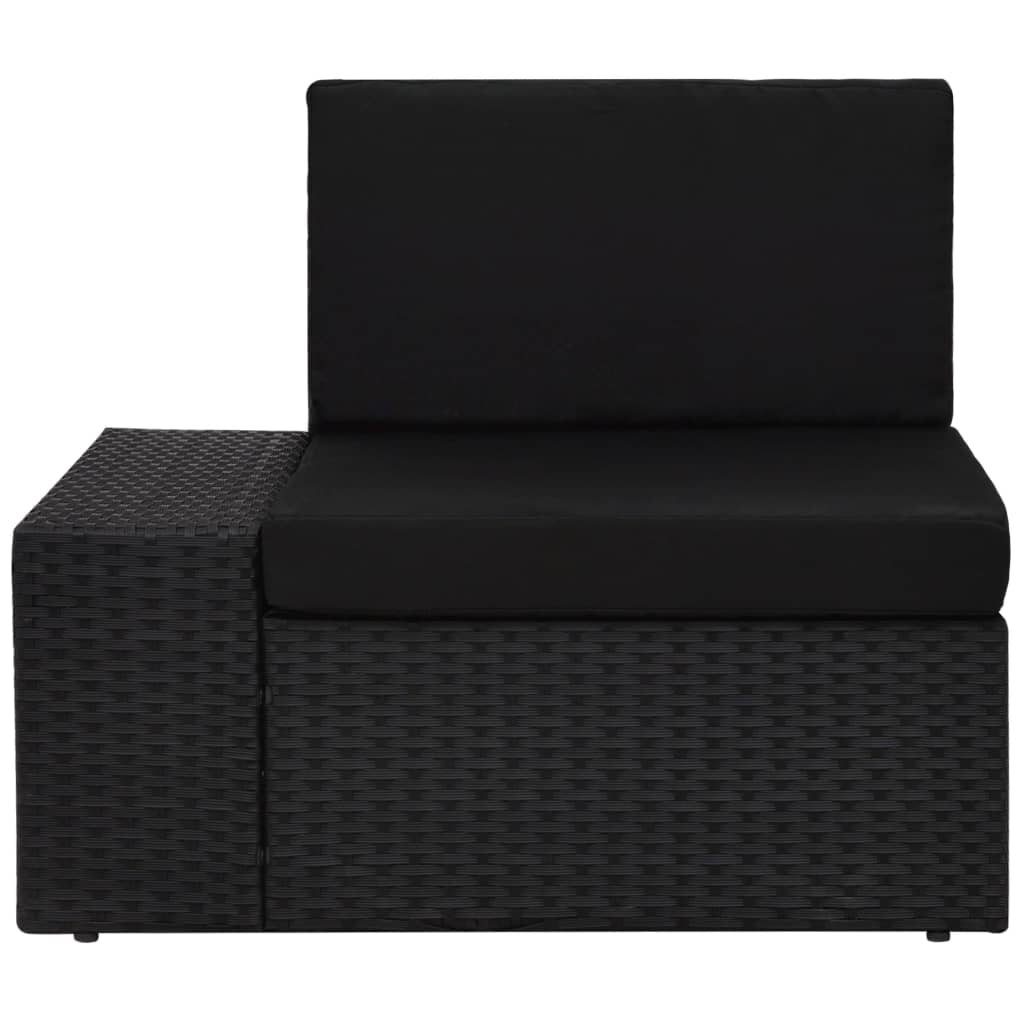 vidaXL Modulinė kampinė sofa su porankiu, juoda, poliratanas