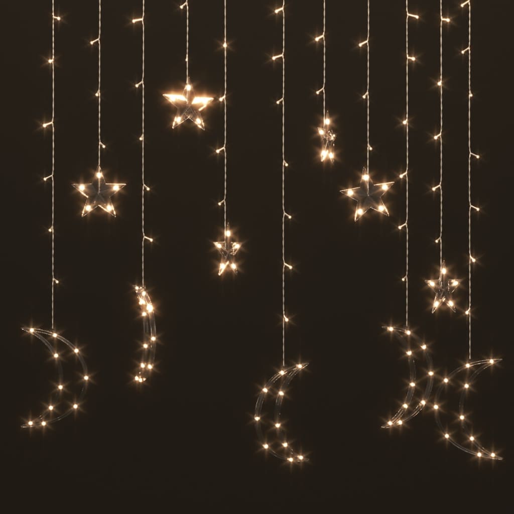 vidaXL Girlianda žvaigždės ir mėnuliai, 138 šiltos baltos LED lemputės