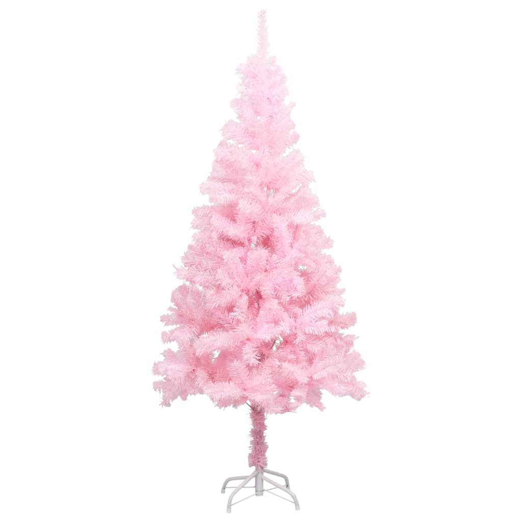 vidaXL Dirbtinė apšviesta Kalėdų eglutė su stovu, rožinė, 150cm, PVC