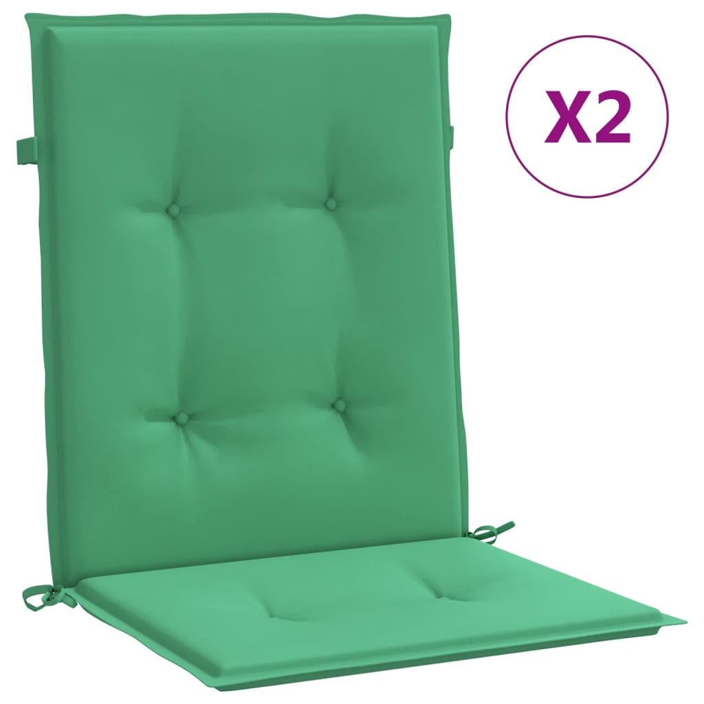 vidaXL Sodo kėdės pagalvėlės, 2vnt., žalios spalvos, 100x50x3cm