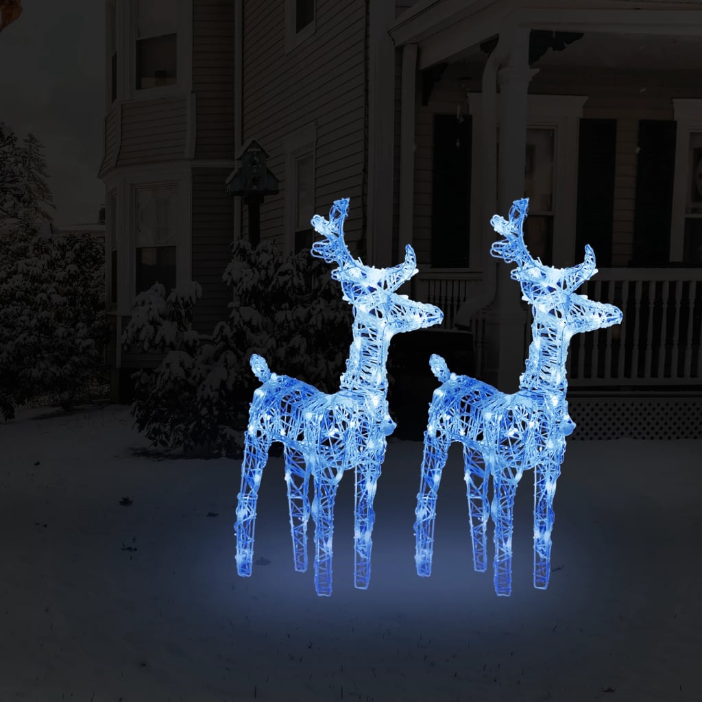 vidaXL Kalėdiniai elniai, 2vnt., akrilas, 80 mėlynos spalvos LED