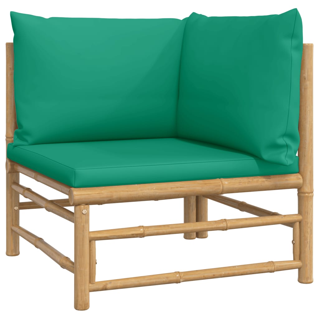 vidaXL Sodo komplektas su žaliomis pagalvėlėmis, 7 dalių, bambukas