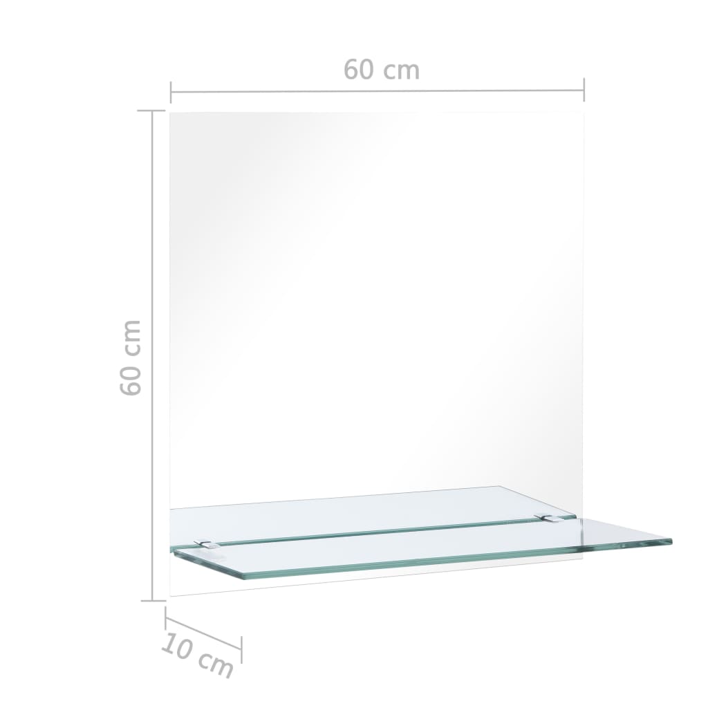 vidaXL Sieninis veidrodis su lentyna, 60x60cm, grūdintas stiklas