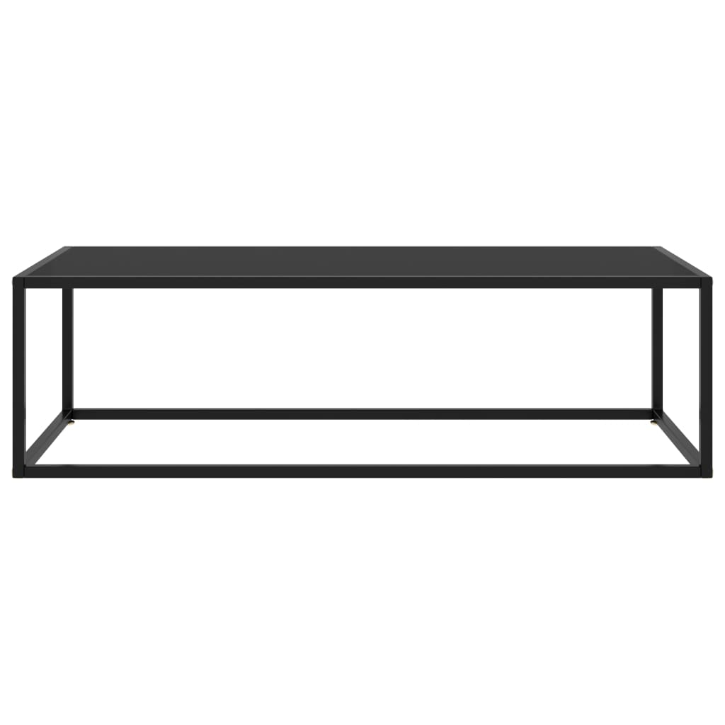 vidaXL Kavos staliukas su juodu stiklu, juodas, 120x50x35cm