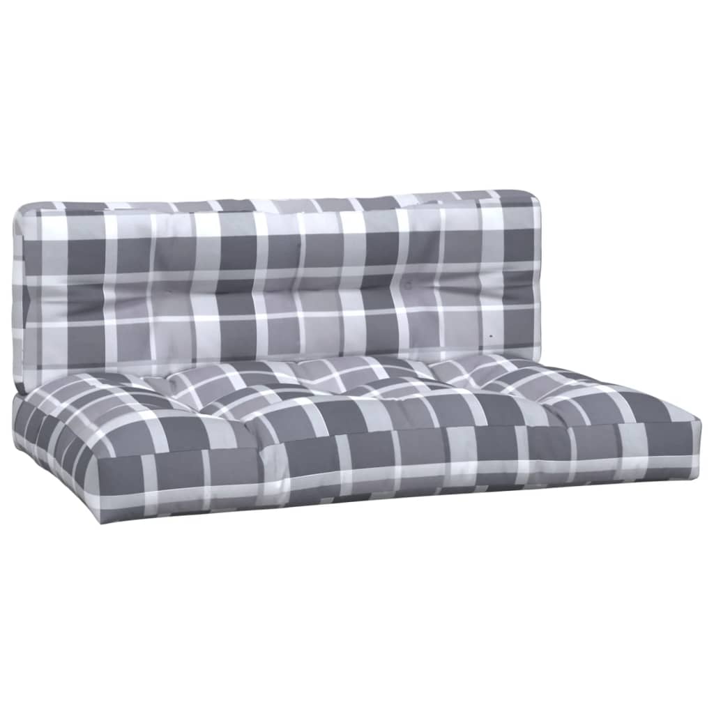 vidaXL Palečių pagalvėlės, 2vnt., pilkos spalvos, audinys, languotos
