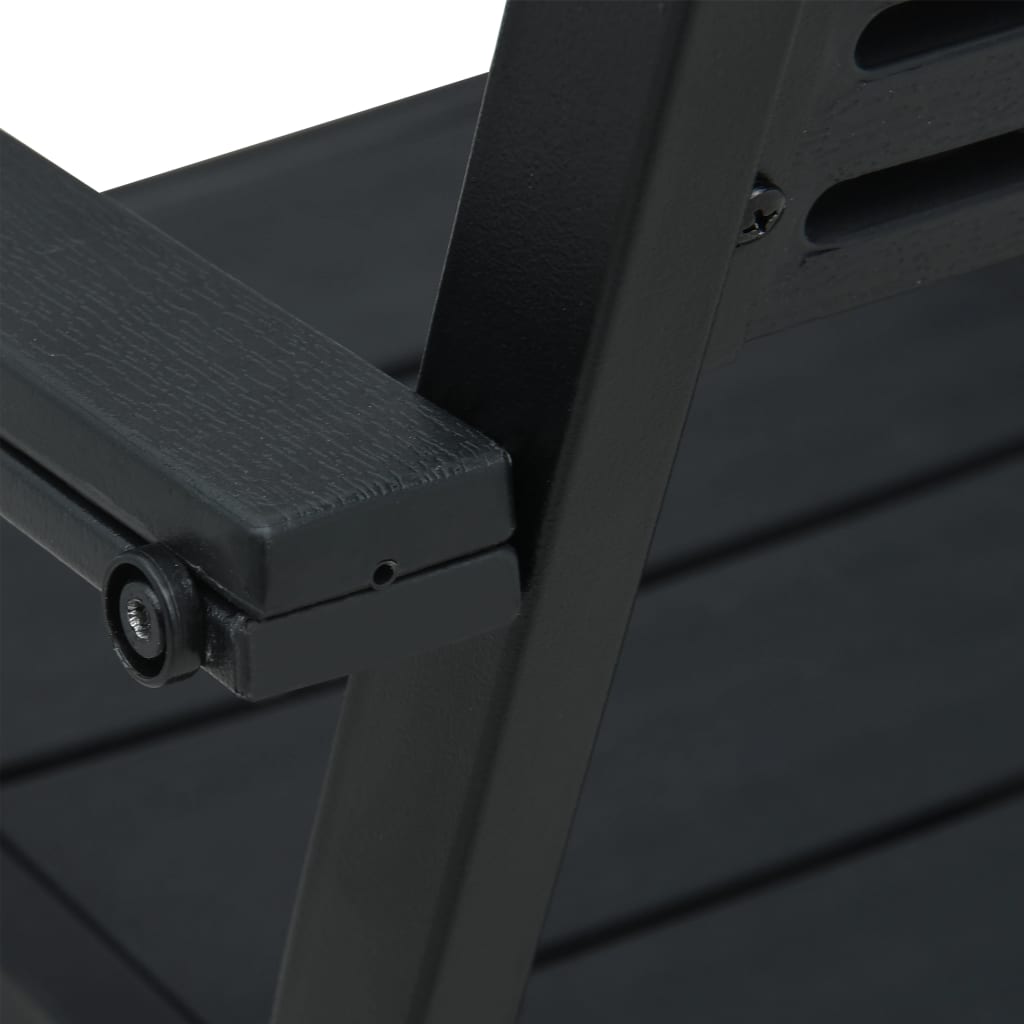 vidaXL Sodo kėdės, 4vnt., juodos spalvos, HDPE, medienos imitacija