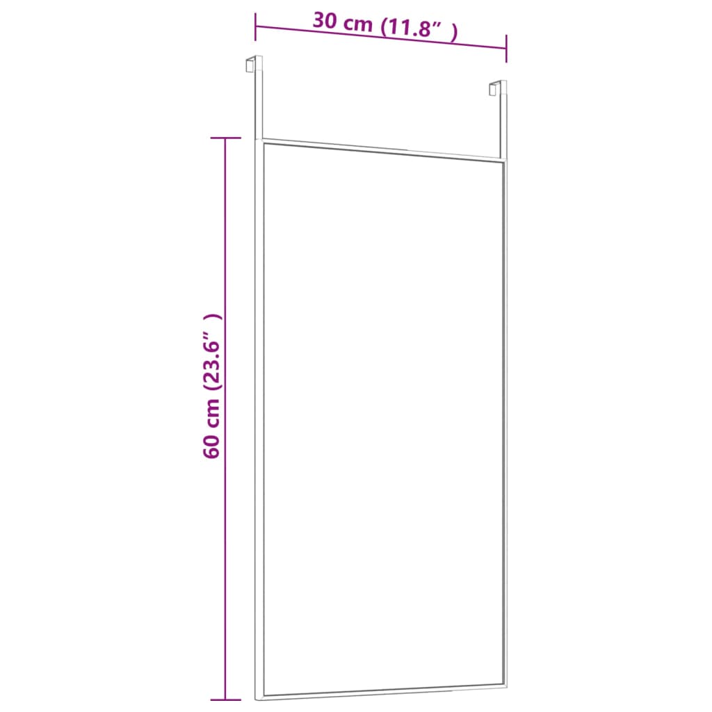 vidaXL Veidrodis ant durų, juodas, 30x60cm, stiklas ir aliuminis