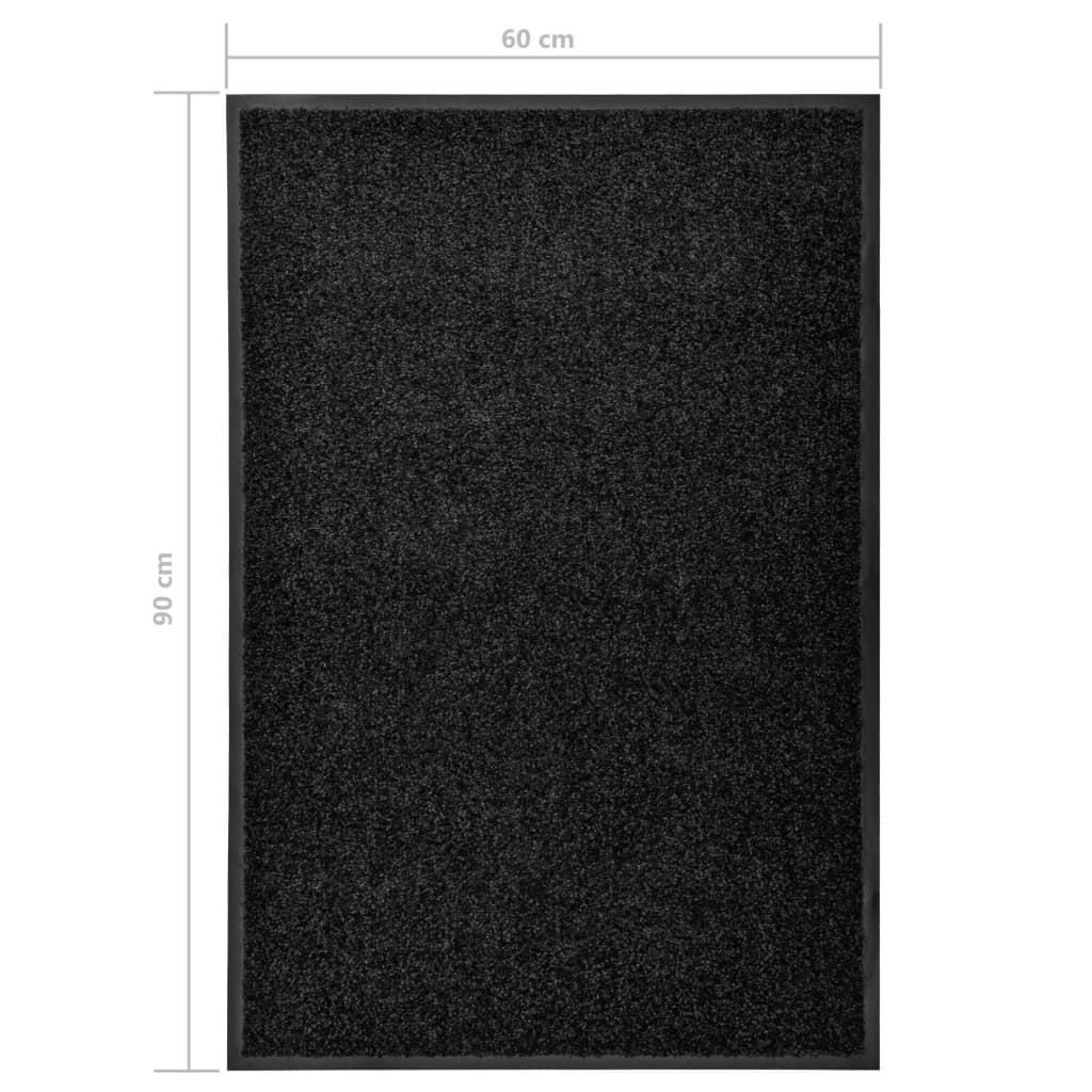 vidaXL Durų kilimėlis, juodos spalvos, 60x90cm, plaunamas