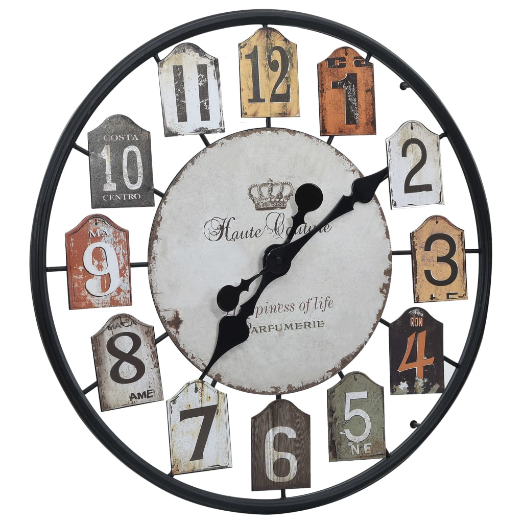 vidaXL Sieninis laikrodis, įvairiaspalvis, 51cm, geležis
