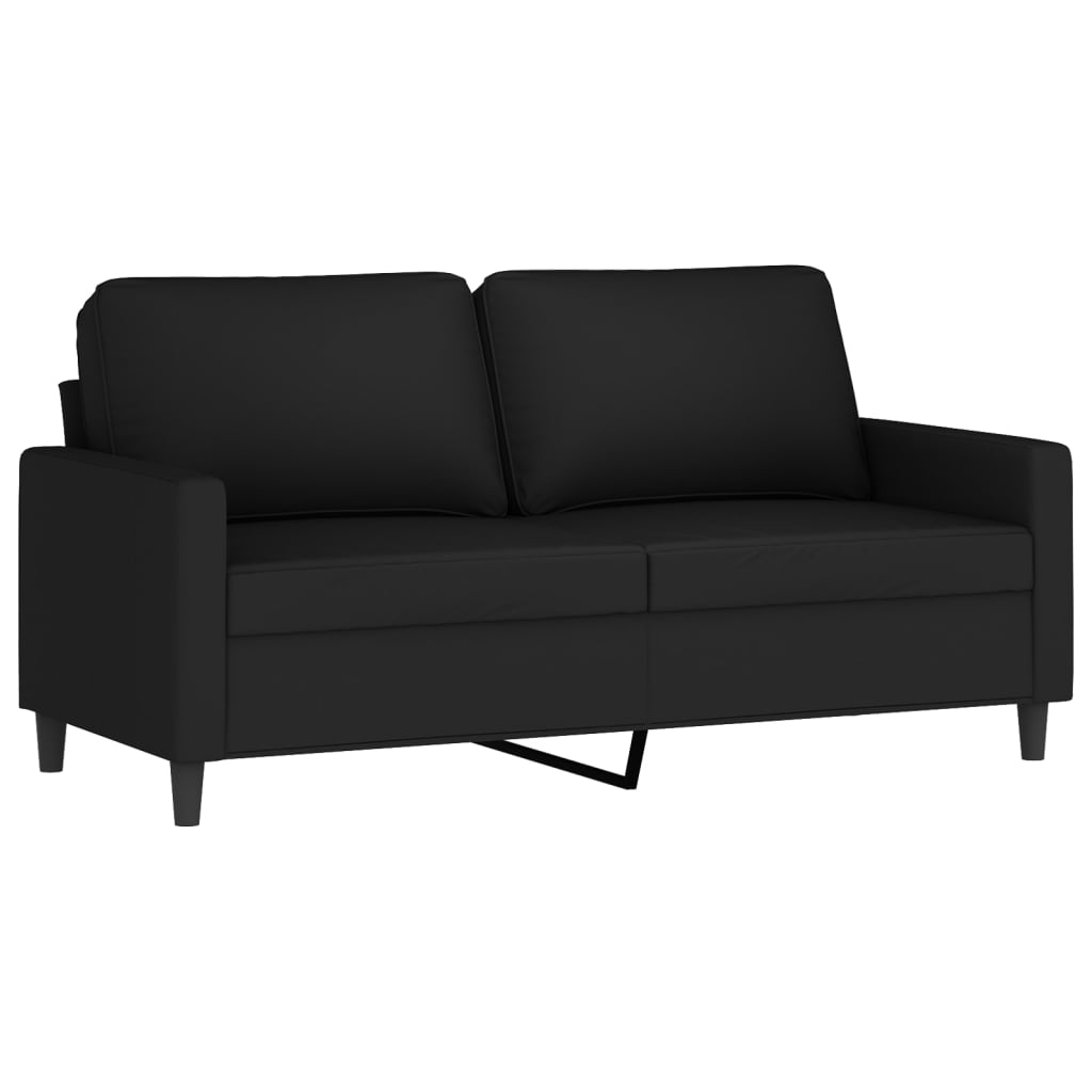 vidaXL Sofos komplektas su pagalvėlėmis, 2 dalių, juodas, aksomas