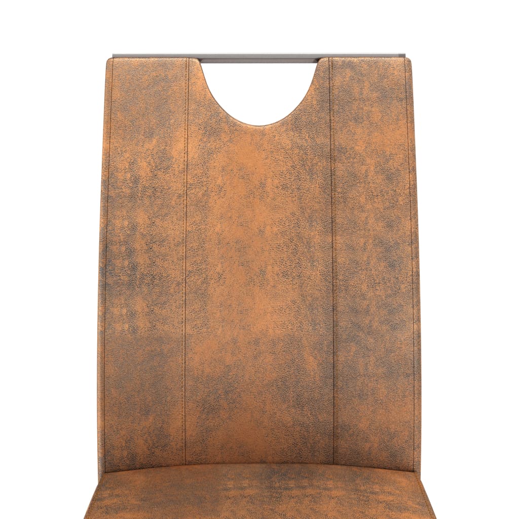 vidaXL Valgomojo kėdės, 4vnt., ruda zomša, dirbtinė oda