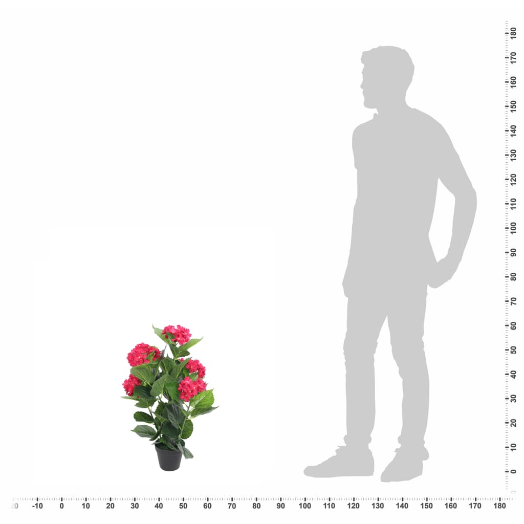 vidaXL Dirbtinė hortenzija su vazonu, 60 cm, raudona