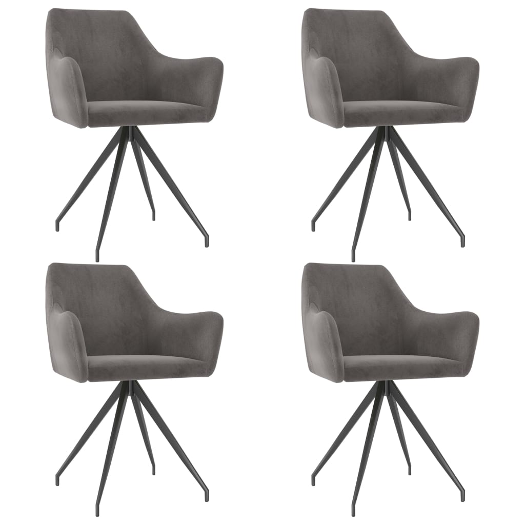 vidaXL Valgomojo kėdės, 4vnt., tamsiai pilkos spalvos, aksomas