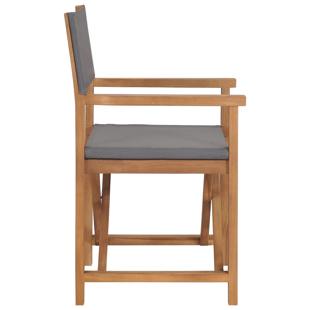 vidaXL Režisieriaus kėdės, 2vnt., pilkos, tikmedžio medienos masyvas