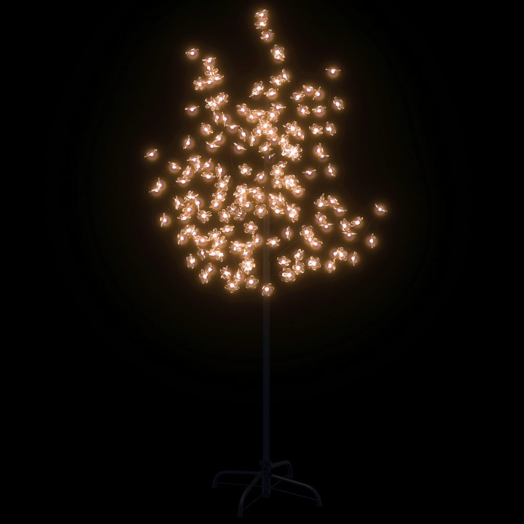 vidaXL LED medis su vyšnių žiedais, 150cm, 120 šiltų baltų LED