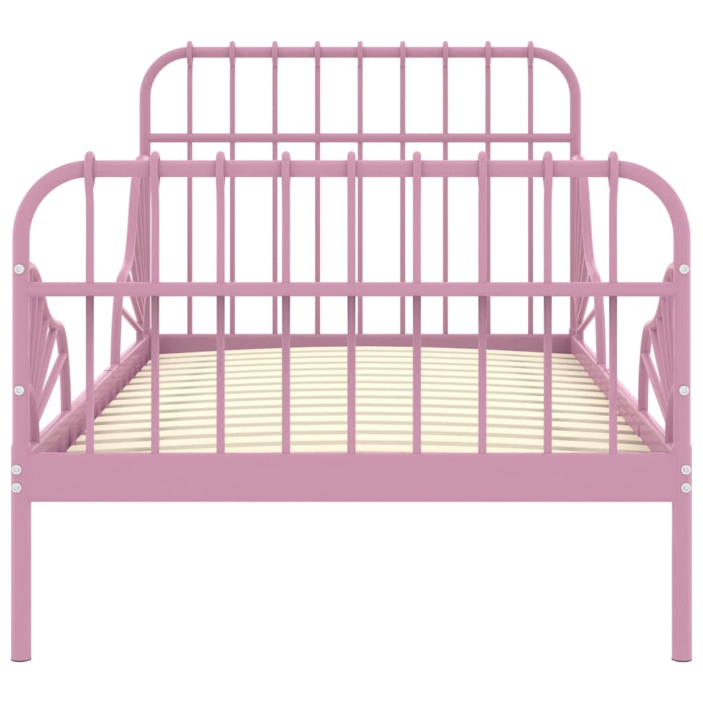 vidaXL Išskleidžiamas lovos rėmas, rožinis, 80x130/200cm, metalas