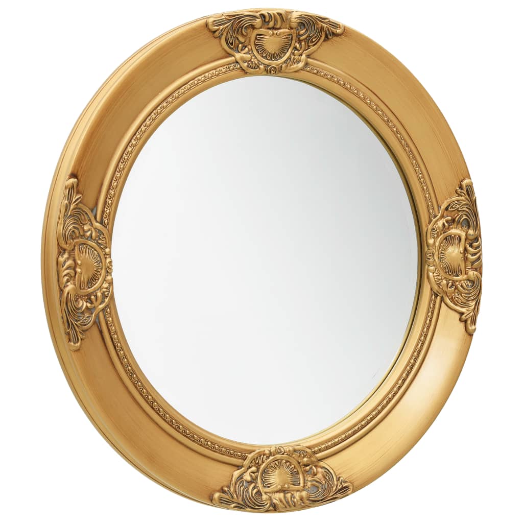 vidaXL Sieninis veidrodis, auksinis, 50cm, barokinio stiliaus