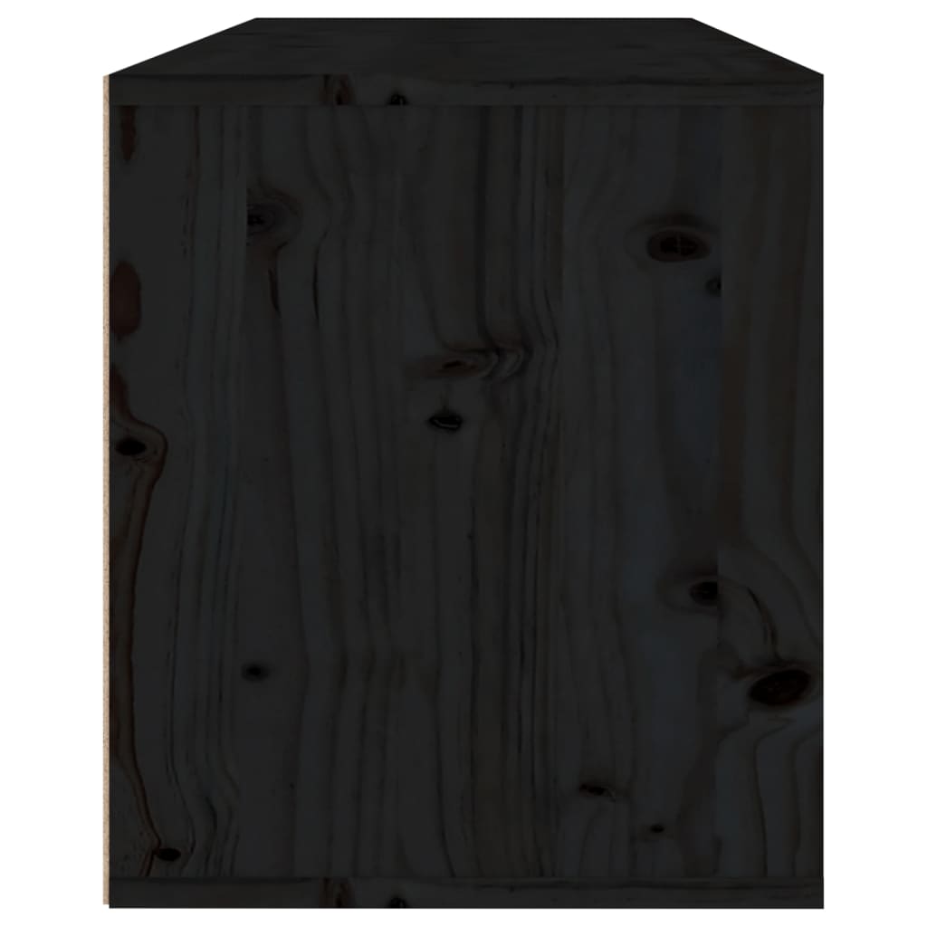 vidaXL Sieninė spintelė, juoda, 80x30x35cm, pušies masyvas