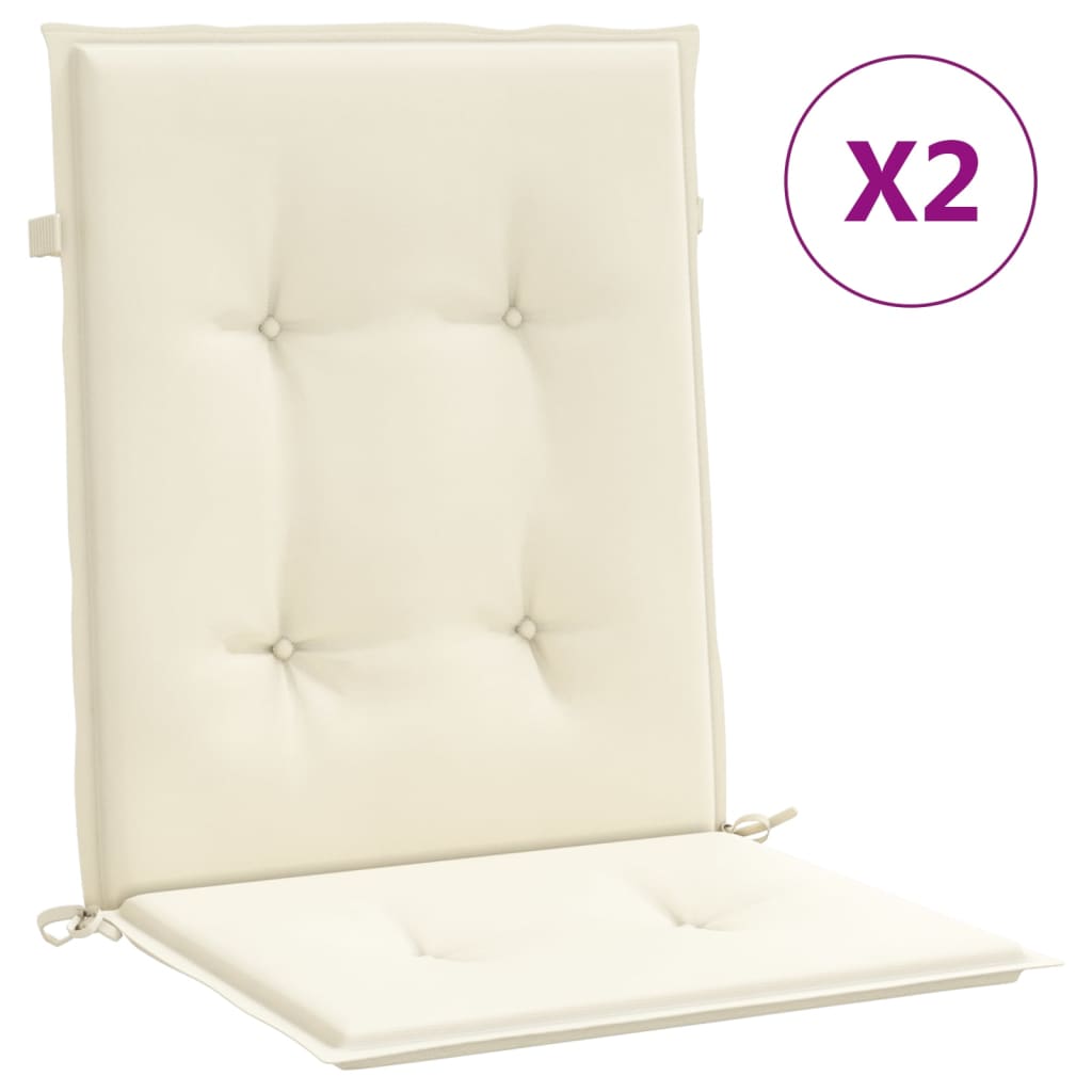 vidaXL Sodo kėdės pagalvėlės, 2vnt., kreminės, 100x50x3cm, audinys