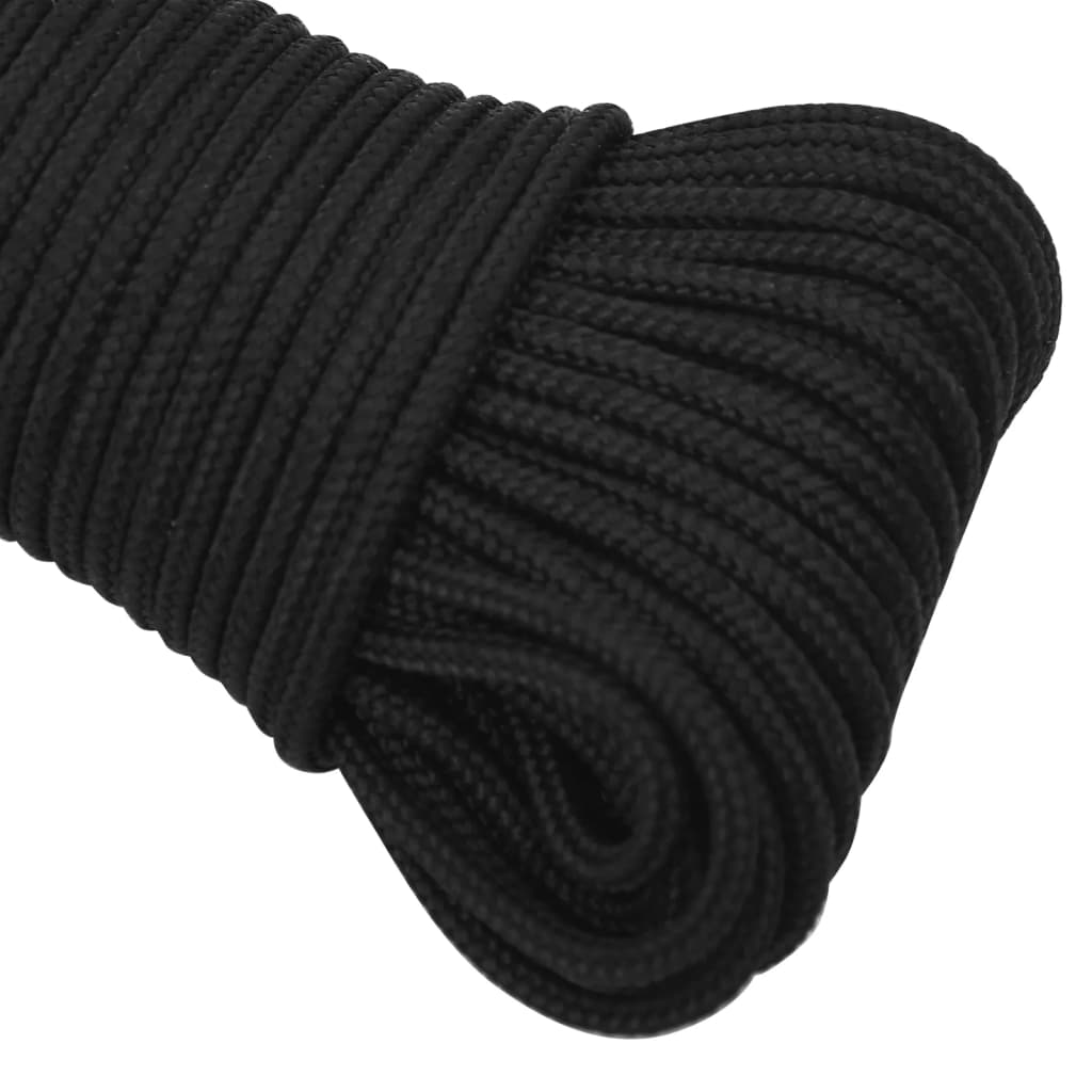 vidaXL Valties virvė, visiškai juoda, 4mm, 500m, polipropilenas