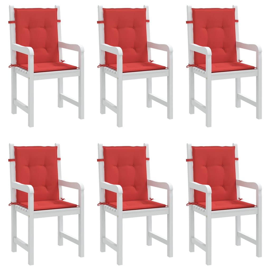 vidaXL Sodo kėdės pagalvėlės, 6vnt., raudonos, 100x50x3cm, audinys