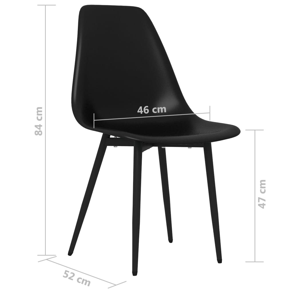 vidaXL Valgomojo kėdės, 6vnt., juodos spalvos, PP