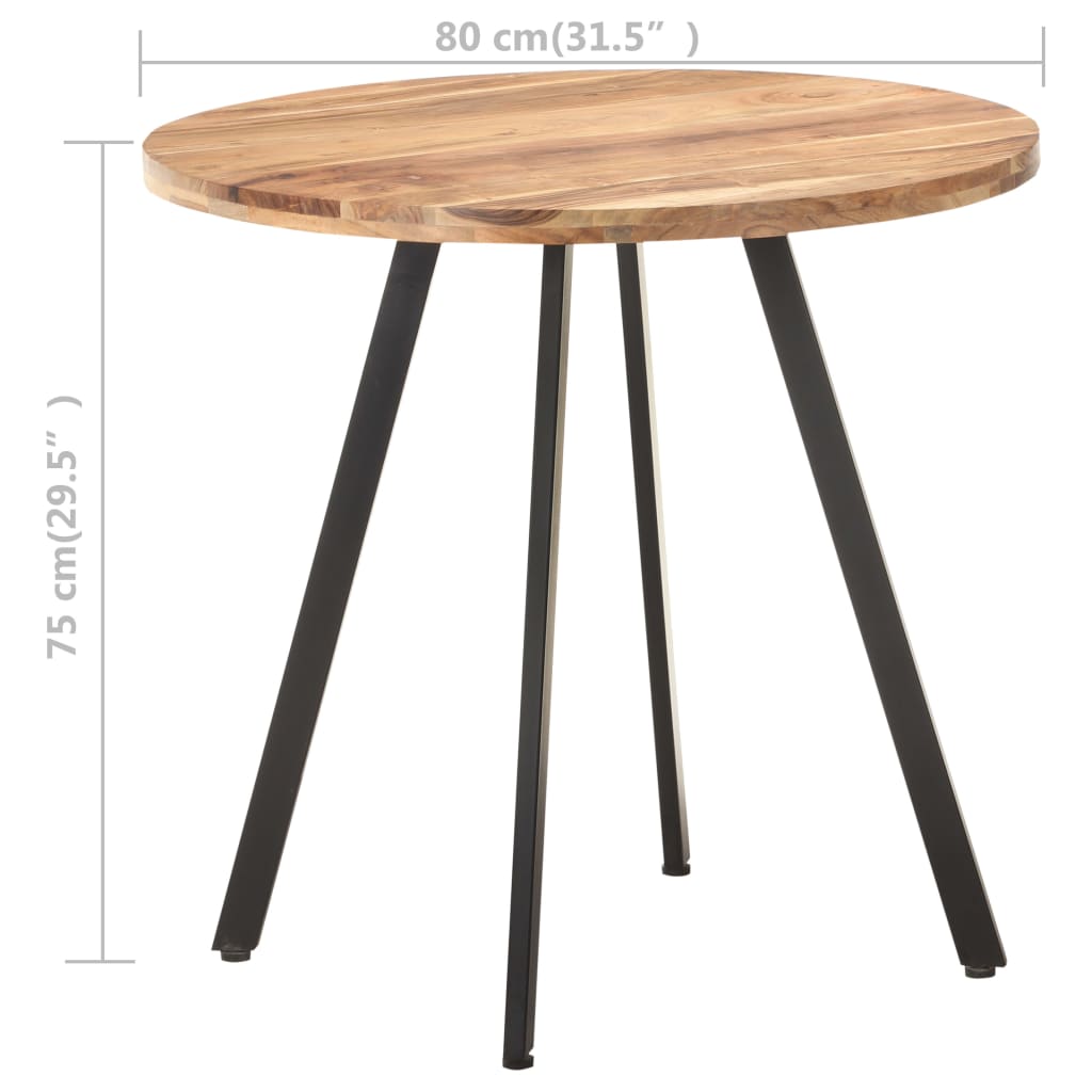 vidaXL Valgomojo stalas, 80cm, akacijos medienos masyvas