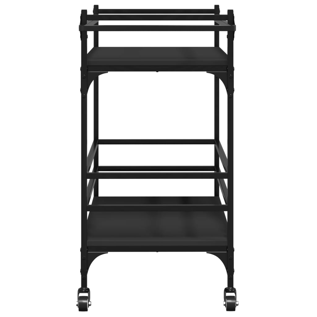 vidaXL Virtuvės vežimėlis, juodas, 82x40x78,5cm, apdirbta mediena