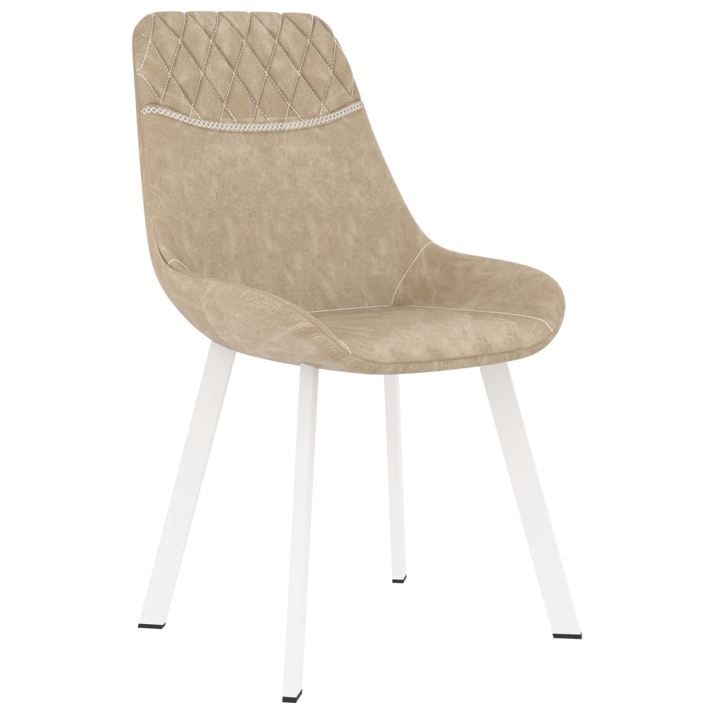 vidaXL Valgomojo kėdės, 2 vnt., kreminės spalvos, dirbtinė oda