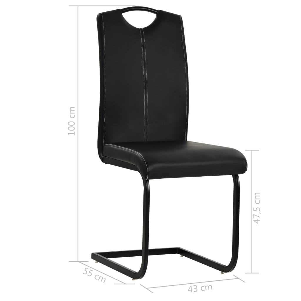vidaXL Gembinės valgomojo kėdės, 6vnt., juodos, dirbtinė oda