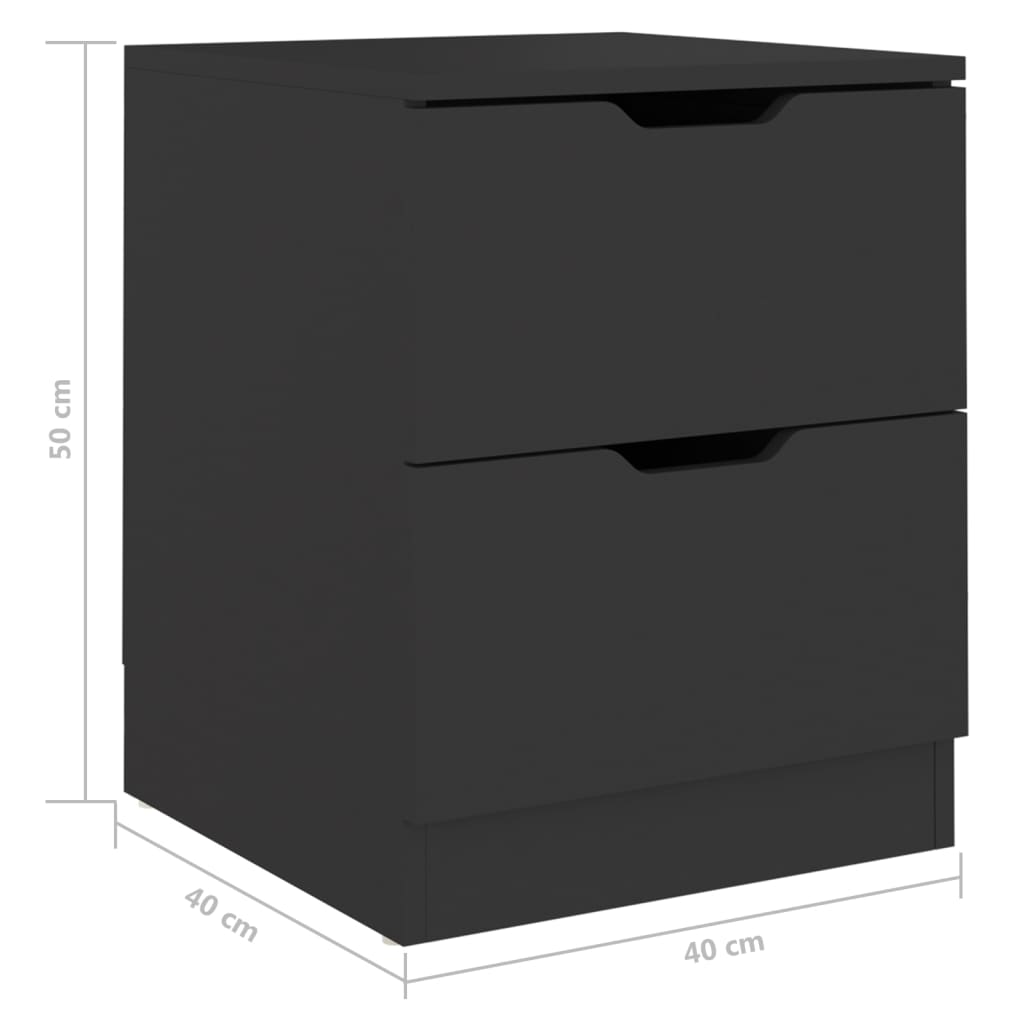 vidaXL Naktinės spintelės, 2vnt., juodos, 40x40x50cm, apdirbta mediena