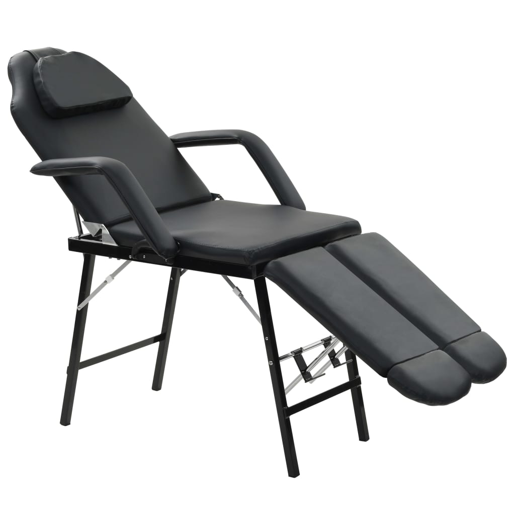 vidaXL Kilnojama kosmetologinė kėdė, dirbtinė oda, 185x78x76cm, juoda