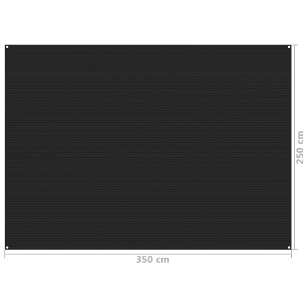 vidaXL Palapinės kilimėlis, juodos spalvos, 250x350cm