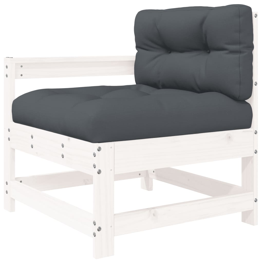vidaXL Sodo kėdė su pagalvėlėmis, balta, pušies medienos masyvas