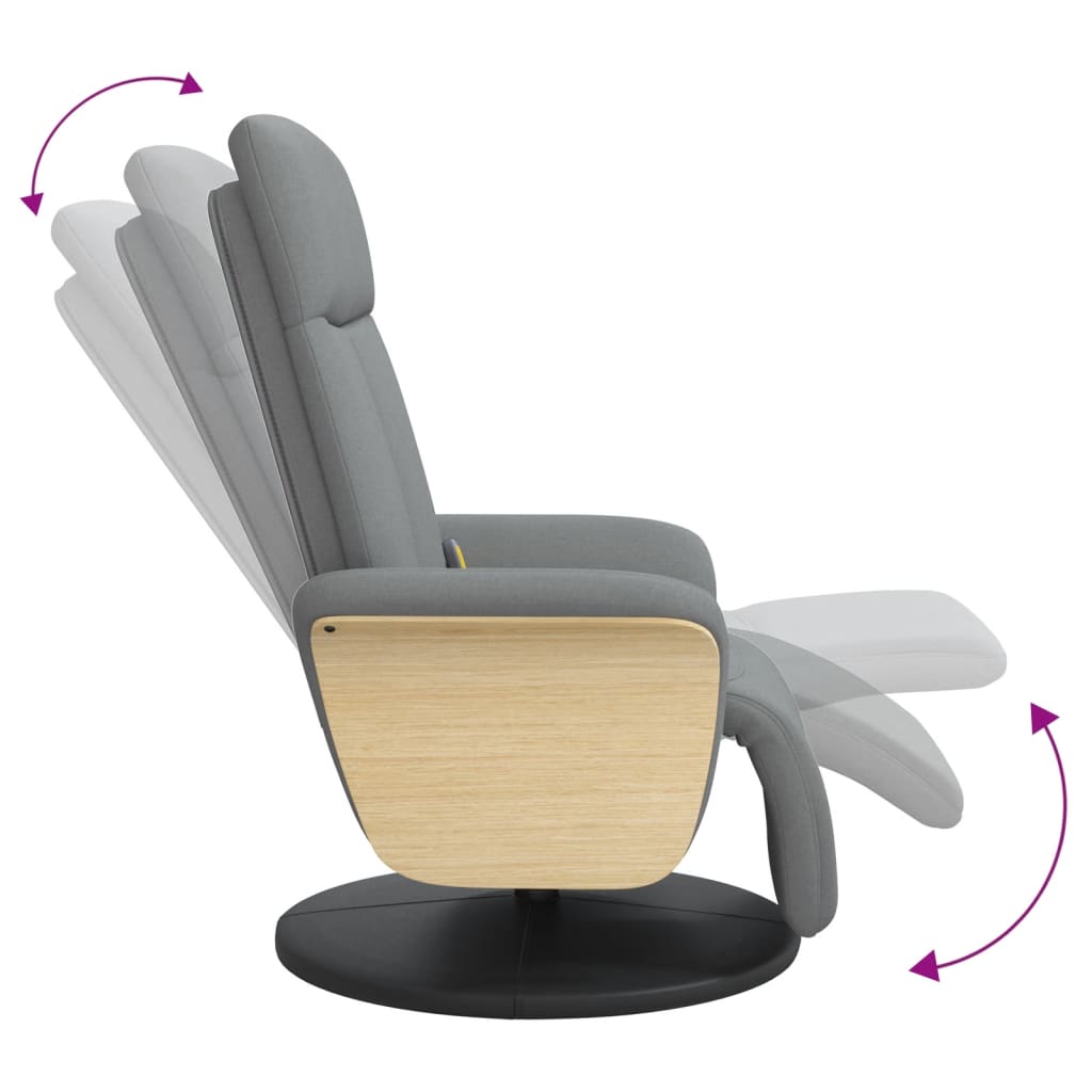 vidaXL Atlošiama masažinė kėdė su pakoja, šviesiai pilka, audinys