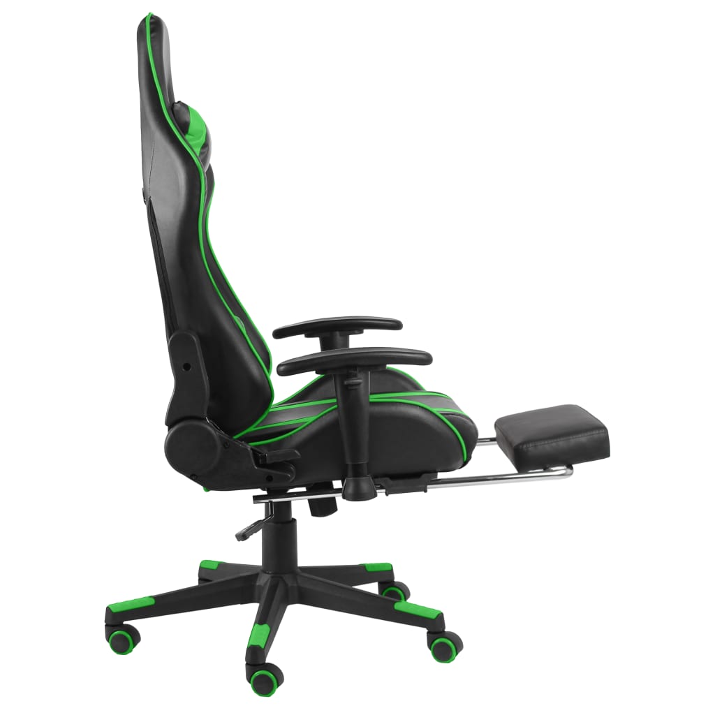 vidaXL Pasukama žaidimų kėdė su pakoja, žalios spalvos, PVC