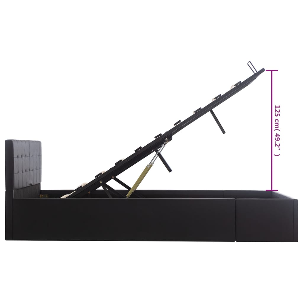 vidaXL Lovos rėmas su daiktadėže, juodas, 140x200cm, dirbtinė oda