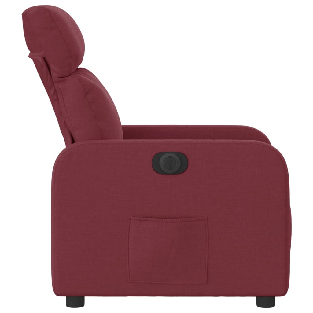 vidaXL Elektrinis atlošiamas krėslas, raudonojo vyno spalvos, audinys